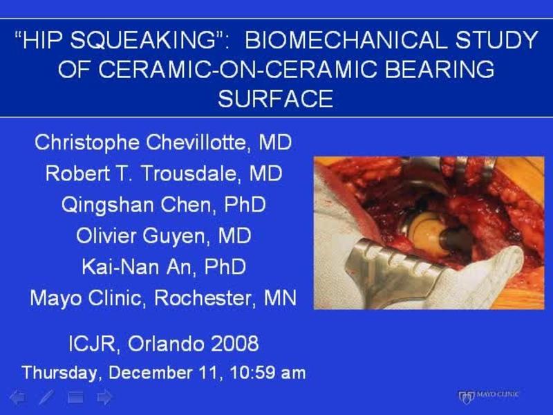 Hip Squeaking - Biomechanical Study of Ceramic on Ceramic Be